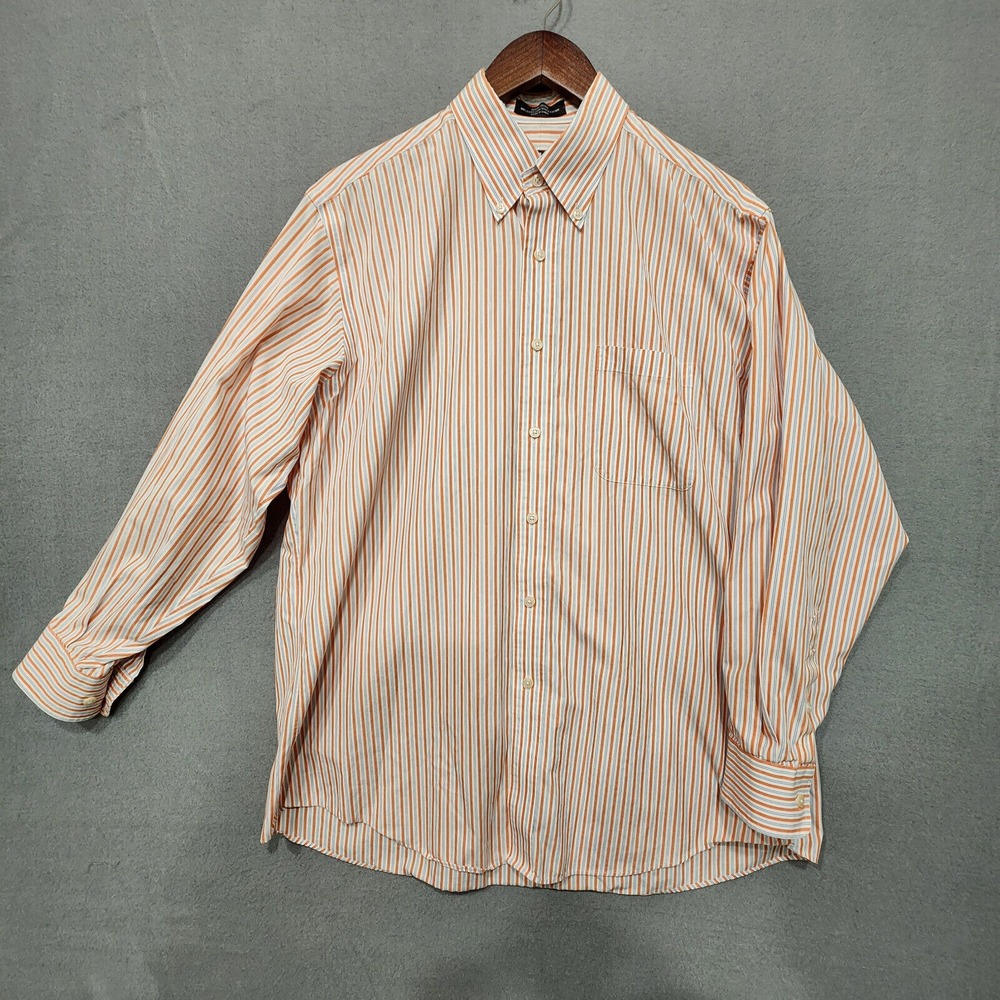 Mens Kirkland Signature Orange Stripe Non-Iron Dress Shirt‎ 16 1/2-33